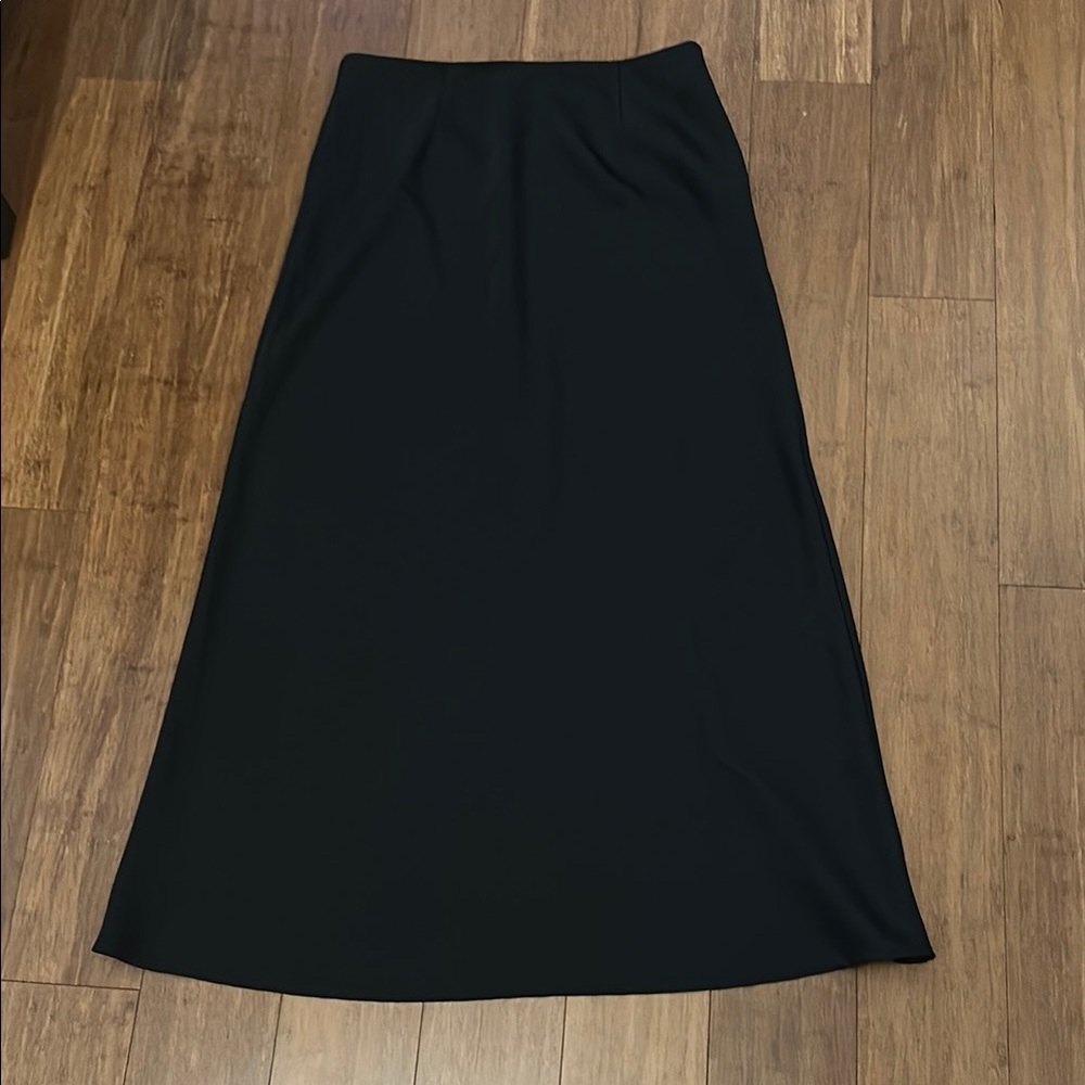 Commense Black Maxi Satin Skirt